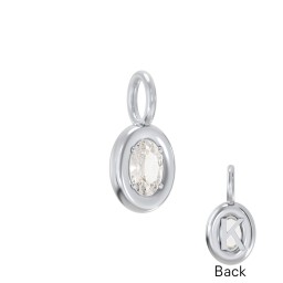 Oval Frame Stone Charm With Back Initial