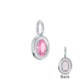 Oval Frame Stone Charm With Back Initial