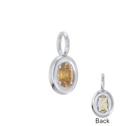 Oval Frame Stone Charm With Back Initial
