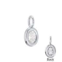 Oval Frame Stone Charm With Back Initial