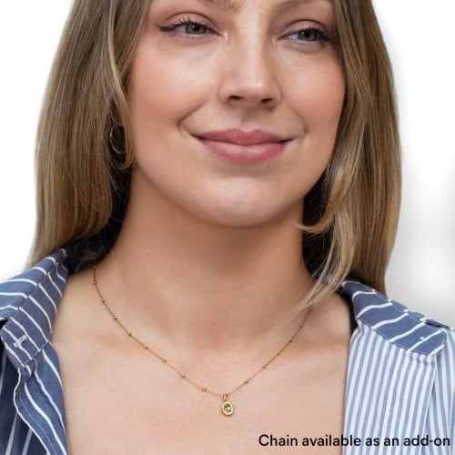 Oval Frame Stone Charm With Back Initial