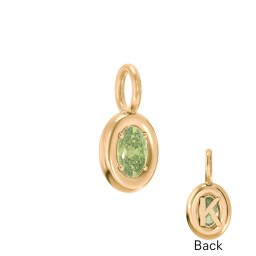Oval Frame Stone Charm With Back Initial in 18K Gold Plated Silver with Peridot