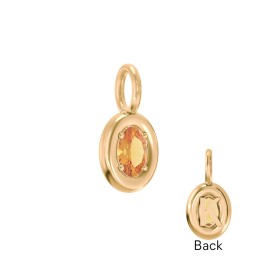Oval Frame Stone Charm With Back Initial in 18K Gold Plated Silver with Citrine