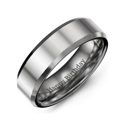 Men's Beveled & Polished Tungsten Ring in Tungsten