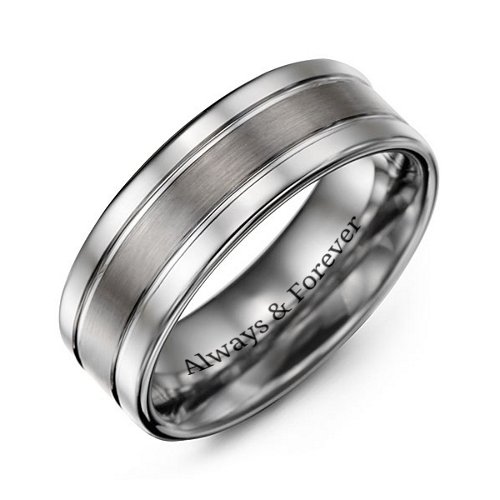 Men's Polished and Satin Triple Band Tungsten Ring