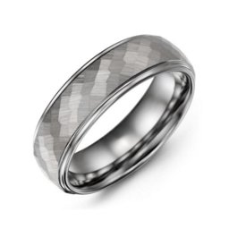 Men's Hammered Centre Polished Tungsten Ring