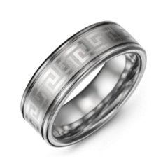 Men's Eternal Greek Key Tungsten Ring