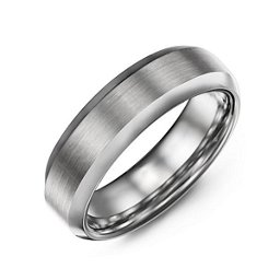 Men's Brushed Satin Tungsten Ring in Tungsten