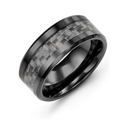 Men's Nightfall Ceramic 9mm Ring with Carbon Fiber Inlay in Ceramic