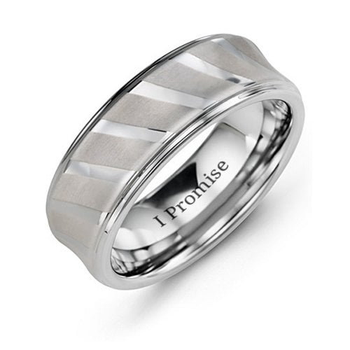 Men's Brushed Diagonal Stripe Tungsten Ring