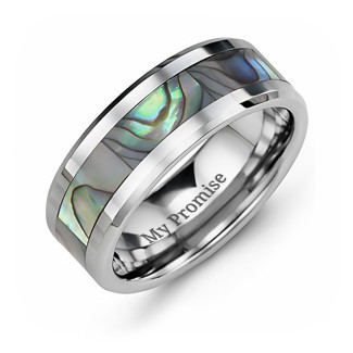 Men's Tungsten Ring with Abalone Inlay