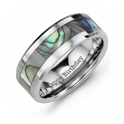 Men's Tungsten Ring with Abalone Inlay in Tungsten