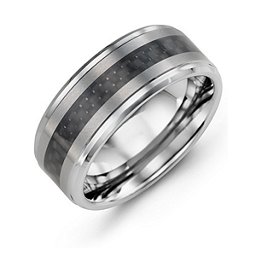 Men's Trinity Tungsten Ring with Carbon Fibre Inlay