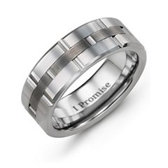 Men's Grooved Layered Tungsten Ring