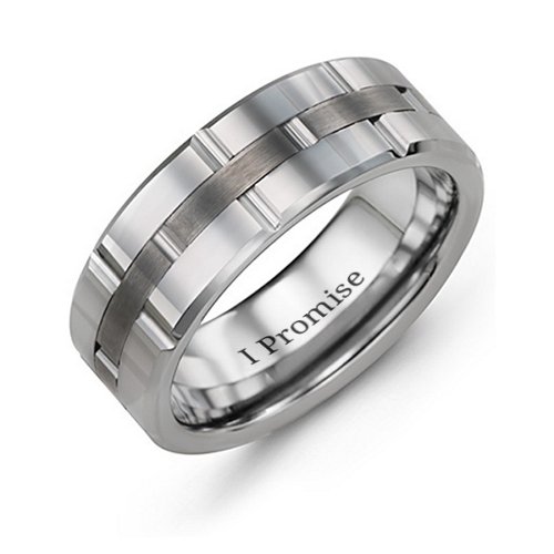 Men's Grooved Layered Tungsten Ring – Tungsten
