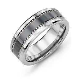Men's Geometric Trail Tungsten Ring with Ceramic Inlay