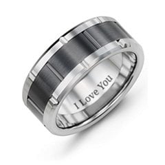 Men's Bicolour Ceramic & Tungsten Ring with Grooves