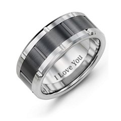 Men's Bicolour Ceramic & Tungsten Ring with Grooves – Tungsten