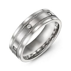 Men's Rope Ring with Gemstone Accents