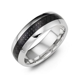 Men's Polished Cobalt Ring with Black Ceramic Inlay
