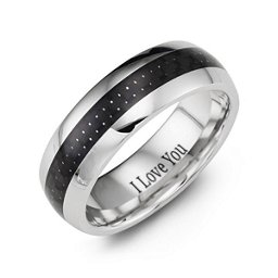 Men's Polished Cobalt Ring with Black Ceramic Inlay in Cobalt
