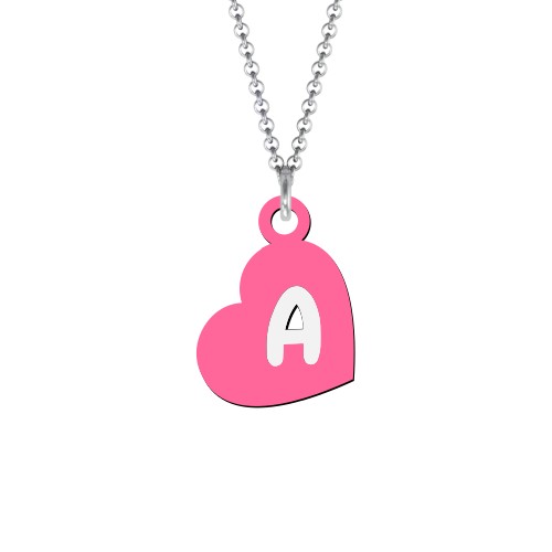 Kids Personalised Initial Heart Necklace in 2 Colour Acrylic