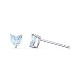 Kids Heart Birthstone Stud Earrings in 925 Sterling Silver with Aquamarine