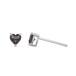 Kids Heart Birthstone Stud Earrings in 925 Sterling Silver with Smokey Quartz