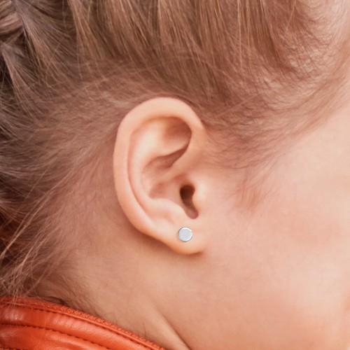Kids Engravable Round Disc Earrings – Sterling Silver