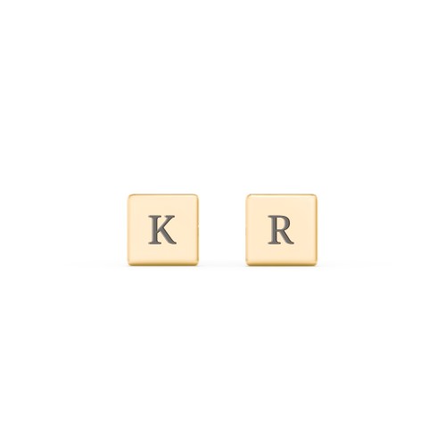 Kids Engravable Square Disc Earrings – 9kt Yellow Gold