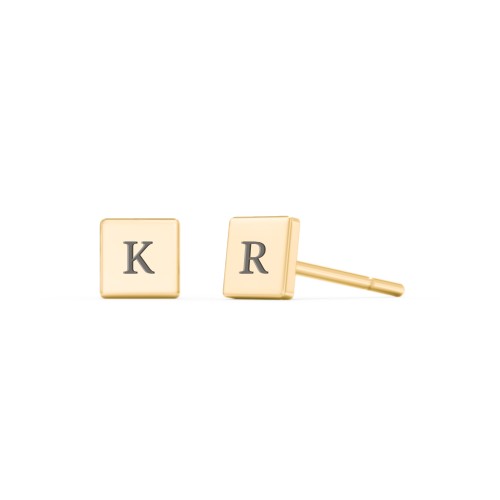 Kids Engravable Square Disc Earrings – 9kt Yellow Gold