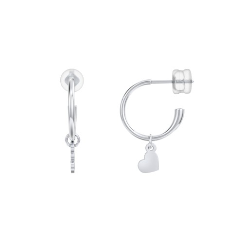Kids Small Open Hoop Earrings with Removable Heart Charm – Sterling Silver