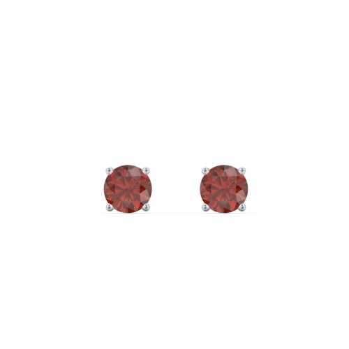 Kids Classic Birthstone Stud Earrings – Sterling Silver with Garnet
