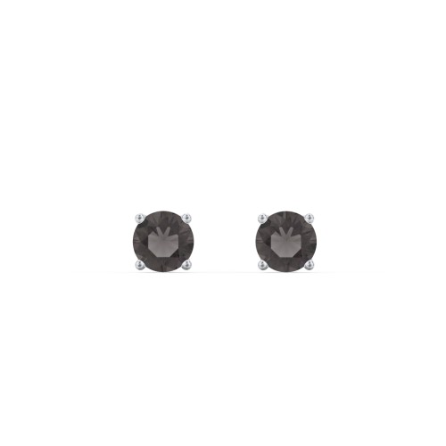 Kids Classic Birthstone Stud Earrings – Sterling Silver with Smokey Quartz