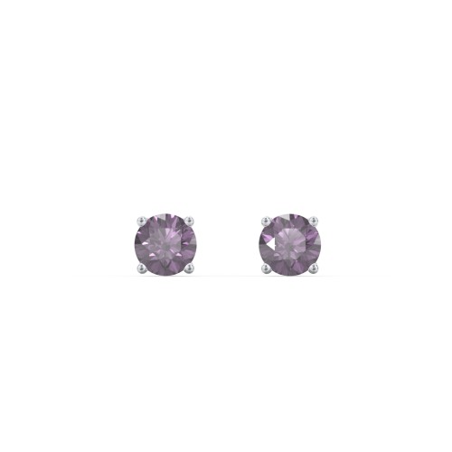 Kids Classic Birthstone Stud Earrings – Sterling Silver with Alexandrite