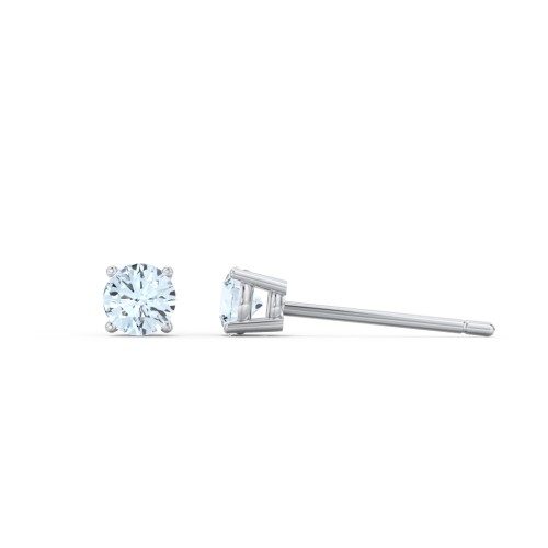 Kids Classic Birthstone Stud Earrings – Sterling Silver with Aquamarine