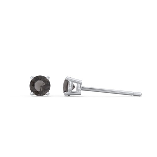 Kids Classic Birthstone Stud Earrings – Sterling Silver with Smokey Quartz