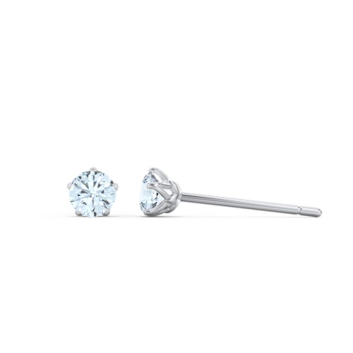 Kids 5 Prong Birthstone Stud Earrings – Sterling Silver with Aquamarine