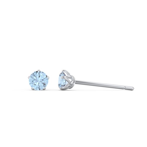 Kids 5 Prong Birthstone Stud Earrings – Sterling Silver with Blue Topaz