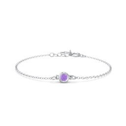 Kids and Baby Bezel Set Birthstone Bracelet in 925 Sterling Silver with Amethyst