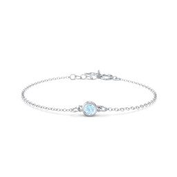Kids and Baby Bezel Set Birthstone Bracelet in 925 Sterling Silver with Blue Topaz