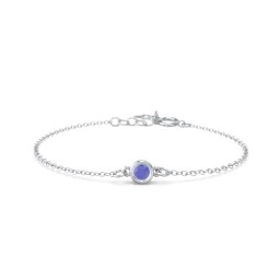 Kids and Baby Bezel Set Birthstone Bracelet in 925 Sterling Silver with Blue Sapphire