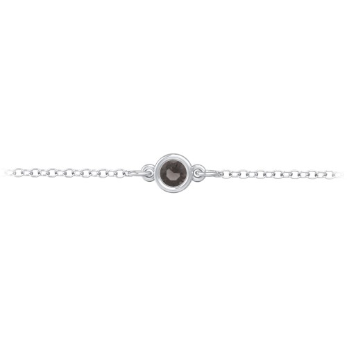 Kids and Baby Bezel Set Birthstone Bracelet – Sterling Silver with Smokey Quartz