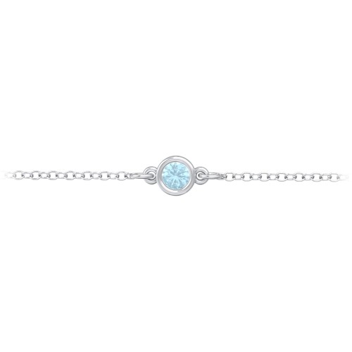Kids and Baby Bezel Set Birthstone Bracelet – Sterling Silver with Blue Topaz