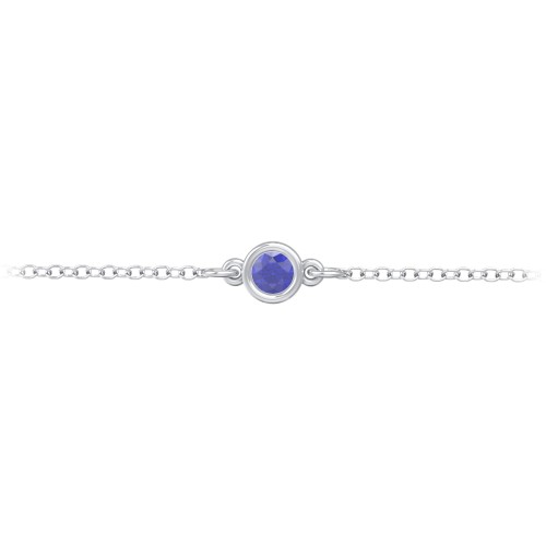 Kids and Baby Bezel Set Birthstone Bracelet – Sterling Silver with Blue Sapphire