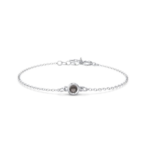 Kids and Baby Bezel Set Birthstone Bracelet – Sterling Silver with Smokey Quartz