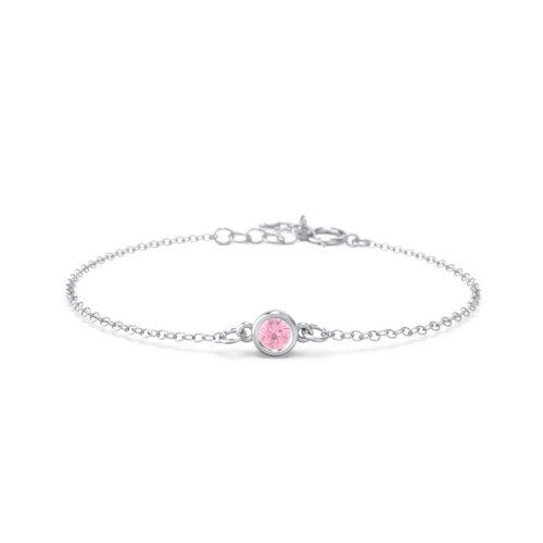 Kids and Baby Bezel Set Birthstone Bracelet – Sterling Silver with Pink Tourmaline