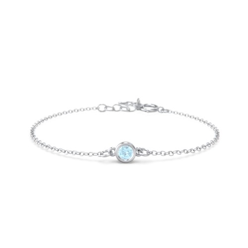 Kids and Baby Bezel Set Birthstone Bracelet – Sterling Silver with Blue Topaz