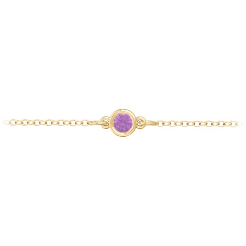 Kids and Baby Bezel Set Birthstone Bracelet – 9kt Yellow Gold with Amethyst