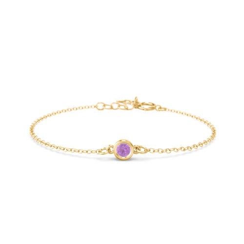 Kids and Baby Bezel Set Birthstone Bracelet – 9kt Yellow Gold with Amethyst